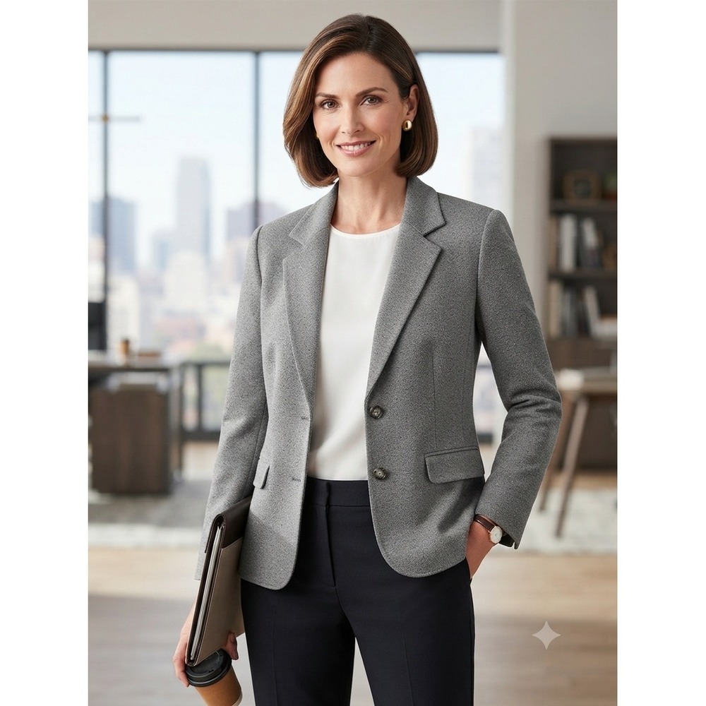 Dalton Vintage Grey Pure Virgin Wool Blazer ILGWU Union Made USA Size 12 Women's